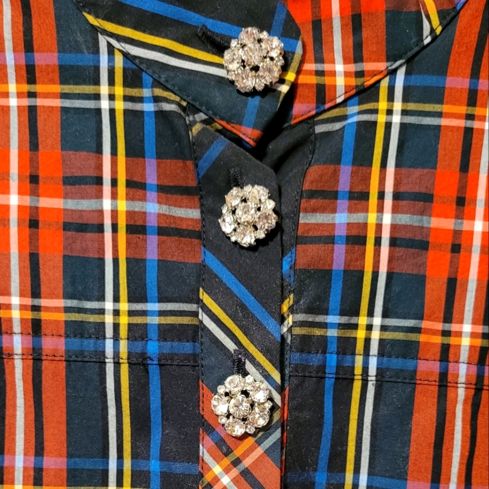 J. Crew Plaid with Rhinestones-Button Up - Picture 3 of 9
